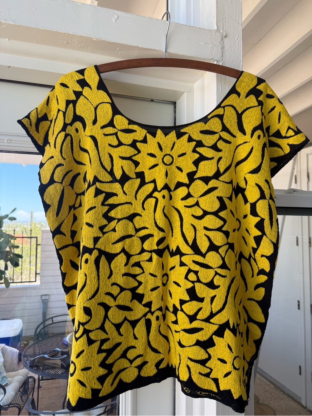 Yellow & Black Floral Embroidered Jalapa Blouse